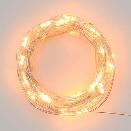 Catena a batteria bianco caldo a luce fisse per decorazioni natalizie