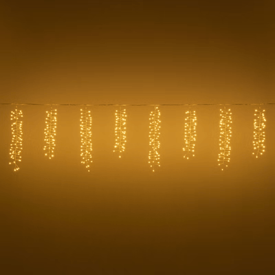 Stalattite 10 festoni con  microled bianco caldo, cavo metal argento