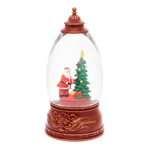 Lanterna Panorama con Albero e Babbo Natale, led bianco caldo per decorazioni