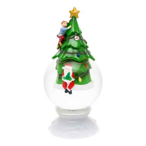 Sfera con Albero e Babbo Natale, led RGB cambiacolore per decorazioni
