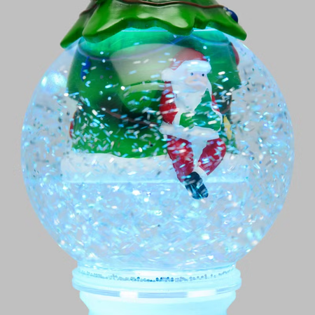 Sfera con Albero e Babbo Natale, led RGB cambiacolore per decorazioni