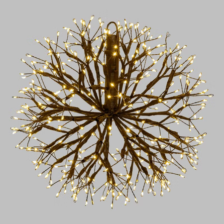 Sfera "Ricco" con rami e  microled bianco caldo e bianco freddo, uso interno