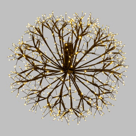 Sfera "Ricco" con rami e  microled bianco caldo e bianco freddo, uso interno