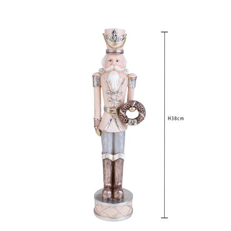 Statuetta soldato schiaccianoci con corona in resina per decorazioni natalizie