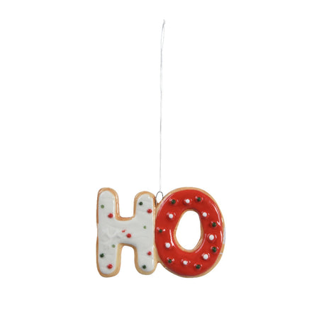 Pendaglio con scritta "Ho - Ho" per albero decorazione natalizia da 9 cm