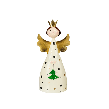 Statuetta decorativa angelo con ali h39cm per il natale