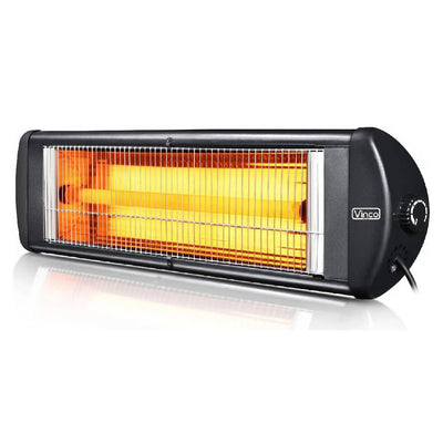 Stufa a pannello infrarossi da parete indicata per utilizzo outdoor, colore nero