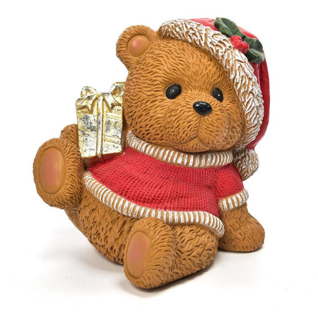Orso natalizio in poliresina per decorazione natalizia