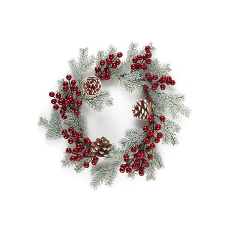 Corona natalizia innevata in polistirolo e in plastica per decorazioni natalizie