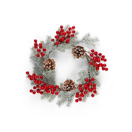 Corona natalizia innevata in polistirolo e in plastica per decorazioni natalizie