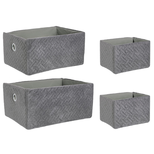 Set 4 Cesta Averill con struttura in cartone e rivestimento in poliestere effetto velluto