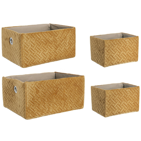 Set 4 Cesta "Averill" con struttura in cartone e rivestimento in poliestere effetto velluto