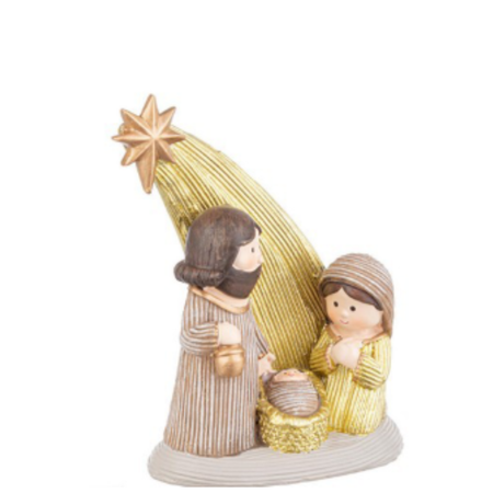 Natività "Timothy" naturale in poliresina, presepe da 9,3x5x12h