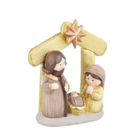 Natività "Timothy" naturale in poliresina, presepe da 9,3x5x12h