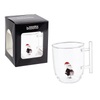 Tazza in vetro  natalizia con pino, babbo natale, orsetto, pupazzo con confezione regalo