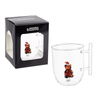 Tazza in vetro  natalizia con pino, babbo natale, orsetto, pupazzo con confezione regalo