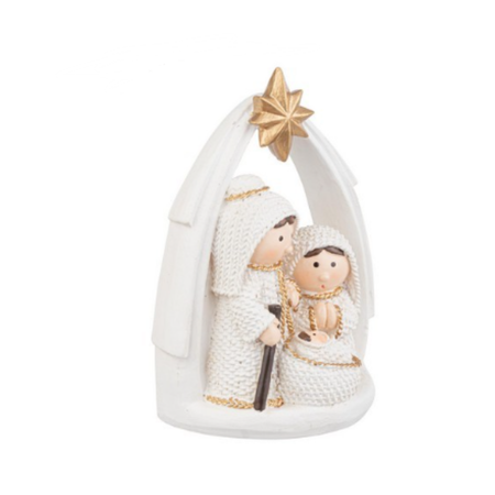 Natività "Timjem" Bianco, in poliresina, presepe da 9,3x5x12h