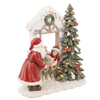 Casa Marien Babbo natale con bimbi  e led in poliresina per decorazioni natalizie