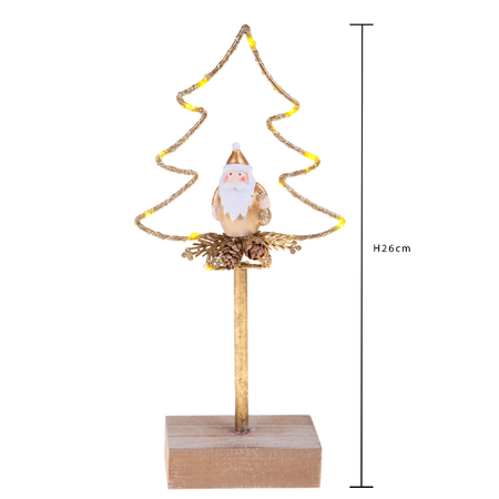 Albero per decorazione di natale con led e babbo h 26 cm