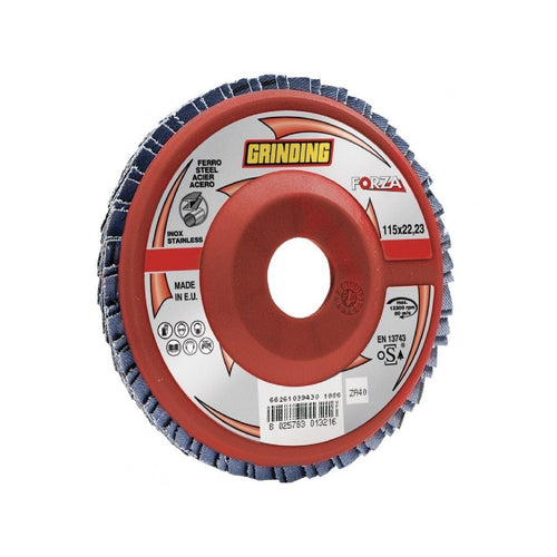Disco lamellare Forza abrasivo per acciaio inox con supporto in nylon