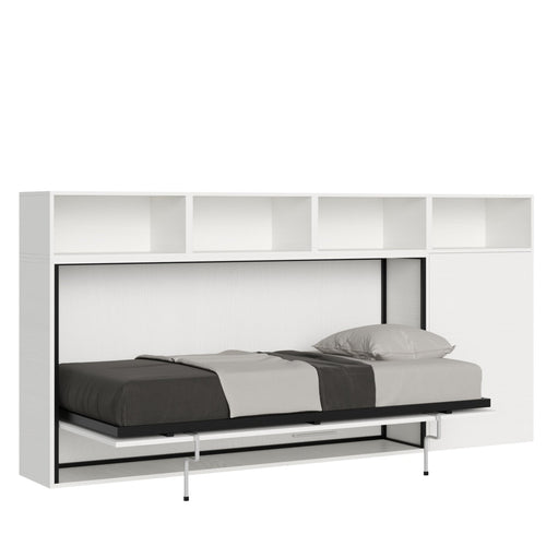 Letto Venezia singolo a scomparsa con scompartimenti, in legno, con apertura orizzontale, per camera da letto