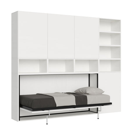 Letto "Venezia" singolo a scomparsa con scompartimenti, in legno, con apertura orizzontale, per camera da letto