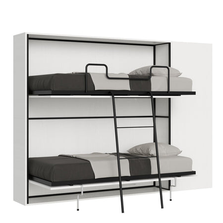 Letto "Verona" doppio a scomparsa con scompartimenti, in legno, con apertura orizzontale, per camera da letto