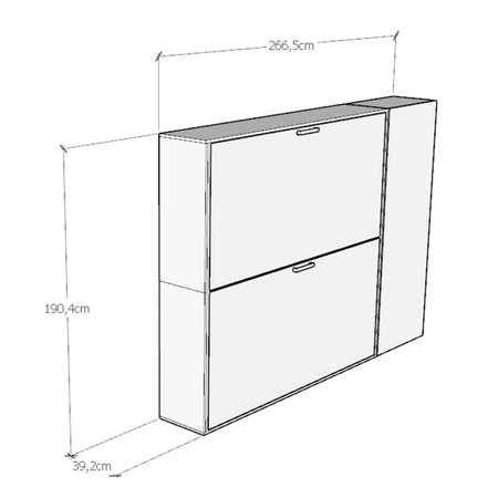 Letto "Verona" doppio a scomparsa con scompartimenti, in legno, con apertura orizzontale, per camera da letto