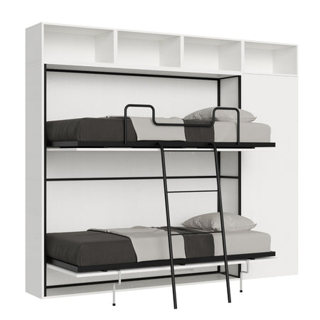 Letto "Verona" doppio a scomparsa con scompartimenti, in legno, con apertura orizzontale, per camera da letto