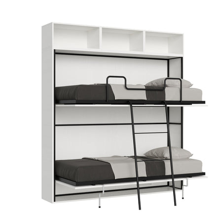 Letto "Verona" doppio a scomparsa con scompartimenti, in legno, con apertura orizzontale, per camera da letto