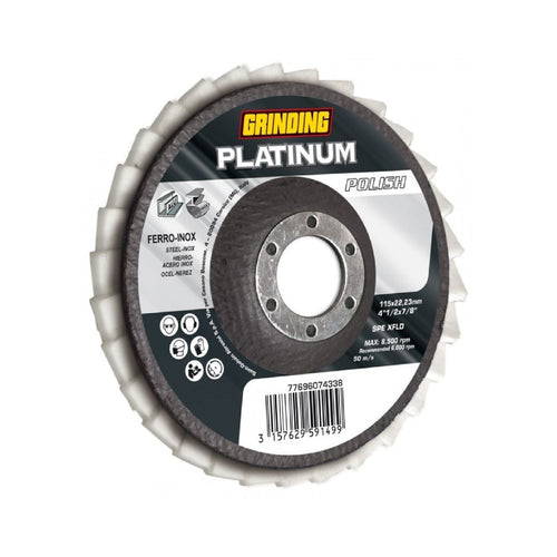 Disco lamellare Platinum Polish abrasivo per ferro e acciaio inox con supporto in feltro