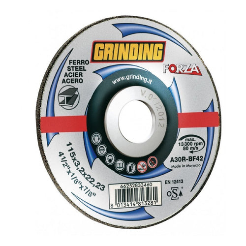 Mola abrasiva a centro depresso per sbavatura di metalli ferrosi e lamiere con spessore 6 mm