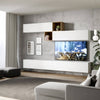 Parete attrezzata per soggiorno porta TV con ripiani per arredamento camere ed interni 308 cm