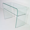 Consolle fissa, con ripiano, in vetro trasparente curvato, per arredamento interni
