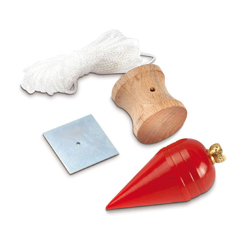 Piombo a pera con scassa in legno, piastrina zincata e filo in nylon
