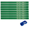 Set 10 Matite verdi per muratore a punta dura da 30 cm + temperino