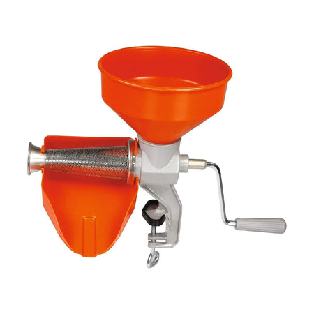 Spremipomodoro manuale con imbuto in plastica e cono filtro in acciaio inox