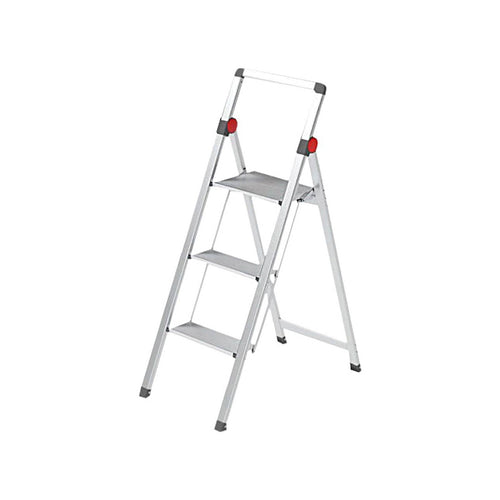 Sgabello Mini-slimstep in alluminio anodizzato leggerissimo a 3 gradini con piedini antiscivolo