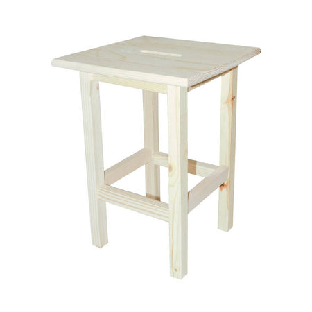 Sgabello "Alto" realizzato in legno chiaro di pino essiccato con altezza di 45 cm