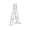 Scala a due elementi in alluminio dotata di stabilizzatore di base e limitatore di altezza