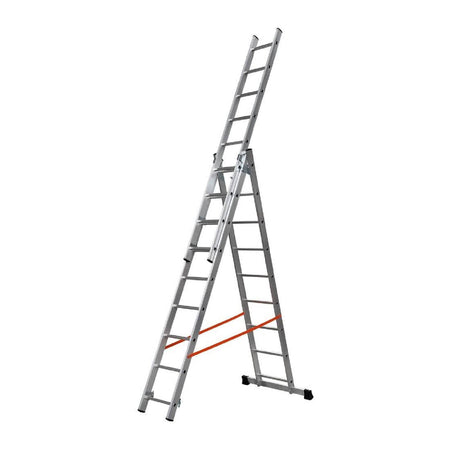 Scala a tre elementi in alluminio utilizzabile a sfilo o a cavalletto con dispositivo antisfilo