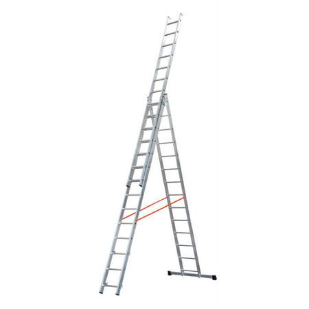 Scala a tre elementi in alluminio utilizzabile a sfilo o a cavalletto con dispositivo antisfilo