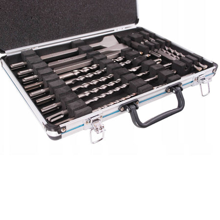 Punte e scalpelli in acciaio di prima qualità indicate per forare e demolire in valigetta da 17 pezzi