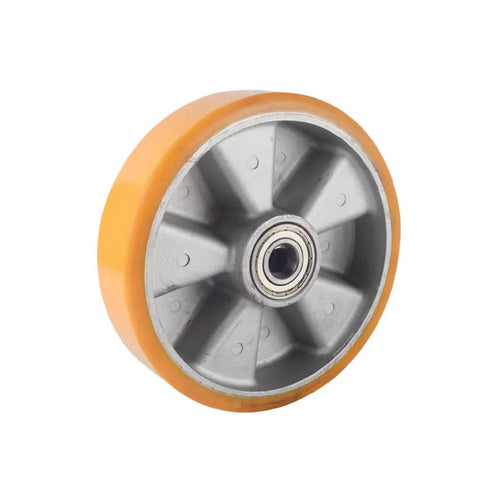 Ruota per transpallet di ricambio con rivestimento in poliuretano avolan e supporto in alluminio 200 x 50 mm