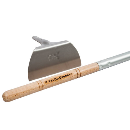 Raschietto rimuovi brace in acciaio inox 15 x 8 cm con manico teminale in legno