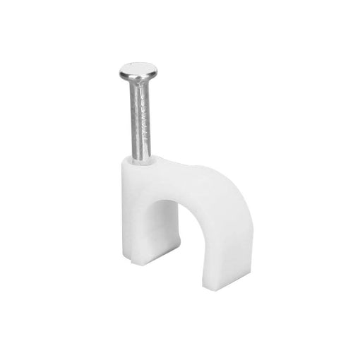 Fissacavo in nylon con chiodo in acciaio e graffetta confezionati in blister