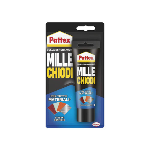 Adesivo di montaggio millechiodi Esterni e Interni resistente all'acqua bianco in tubetto da 100 gr