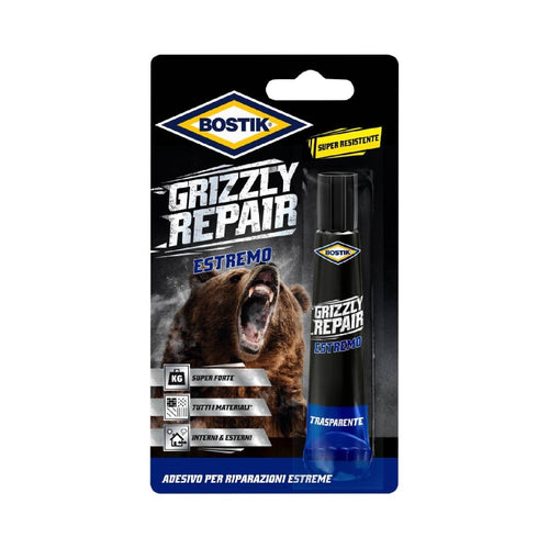 Adesivo universale Grizzly repair estremo forte per la riparazione di materiali trasparente 20 gr