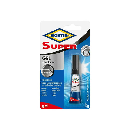 Adesivo istantaneo universale gel Super ideale per materiali porosi in tubetto da 3 gr