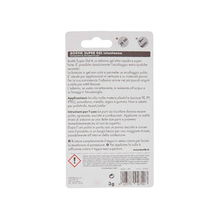 Adesivo istantaneo universale gel "Super" ideale per materiali porosi in tubetto da 3 gr